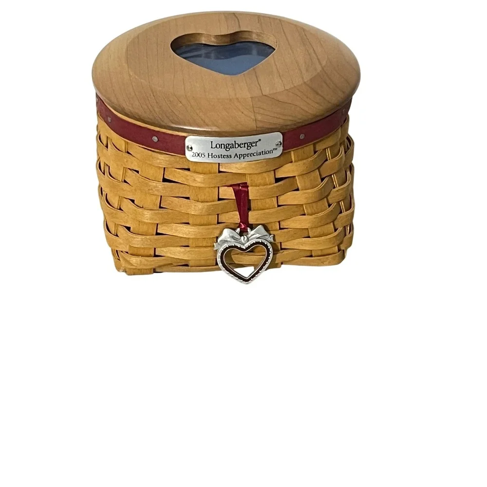 Longaberger Basket  Small Tan 2005 Hostess Appreciation Heart Lid Charm